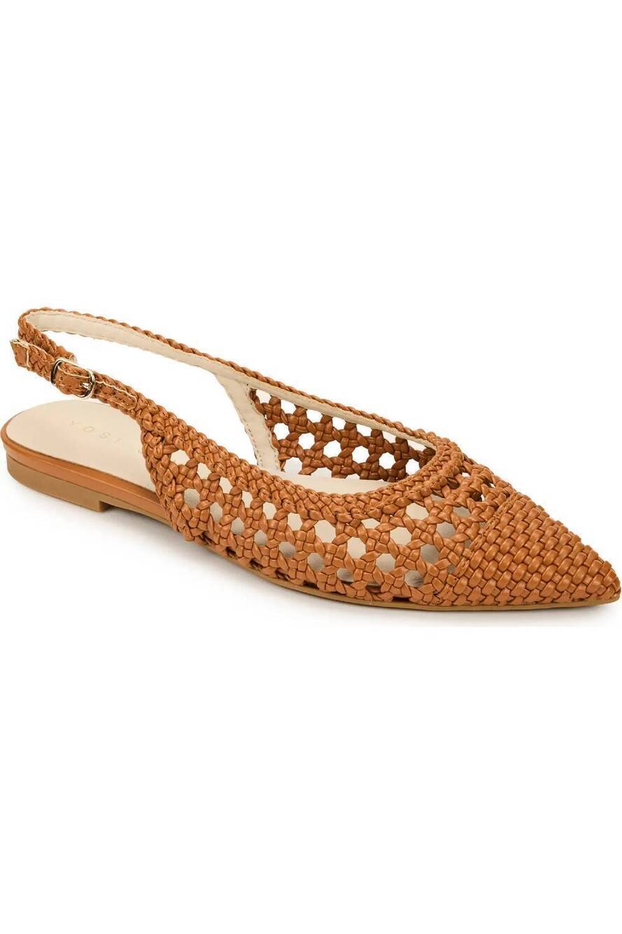 NEW YOSI SAMRA women's vera slingback pointed cap toe flat in whiskey